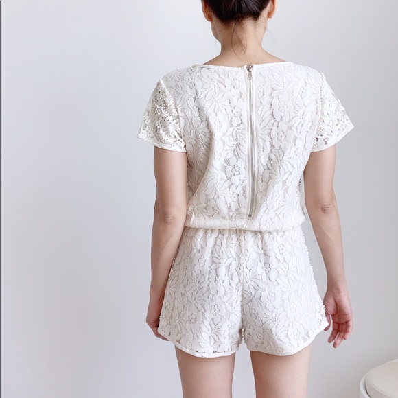 WELL MADE BEADED LACE ROMPER - OFF WHITE BEIGE - Picture 3 of 9
